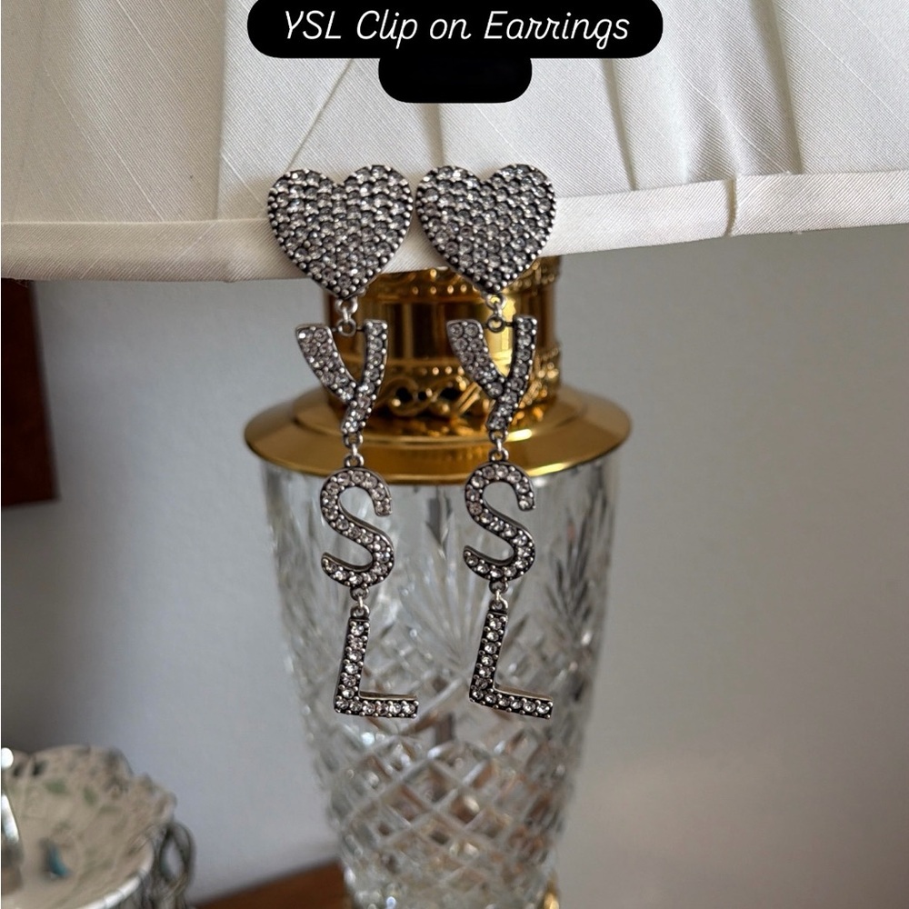 YSL Silver Heart Clip-On Earrings